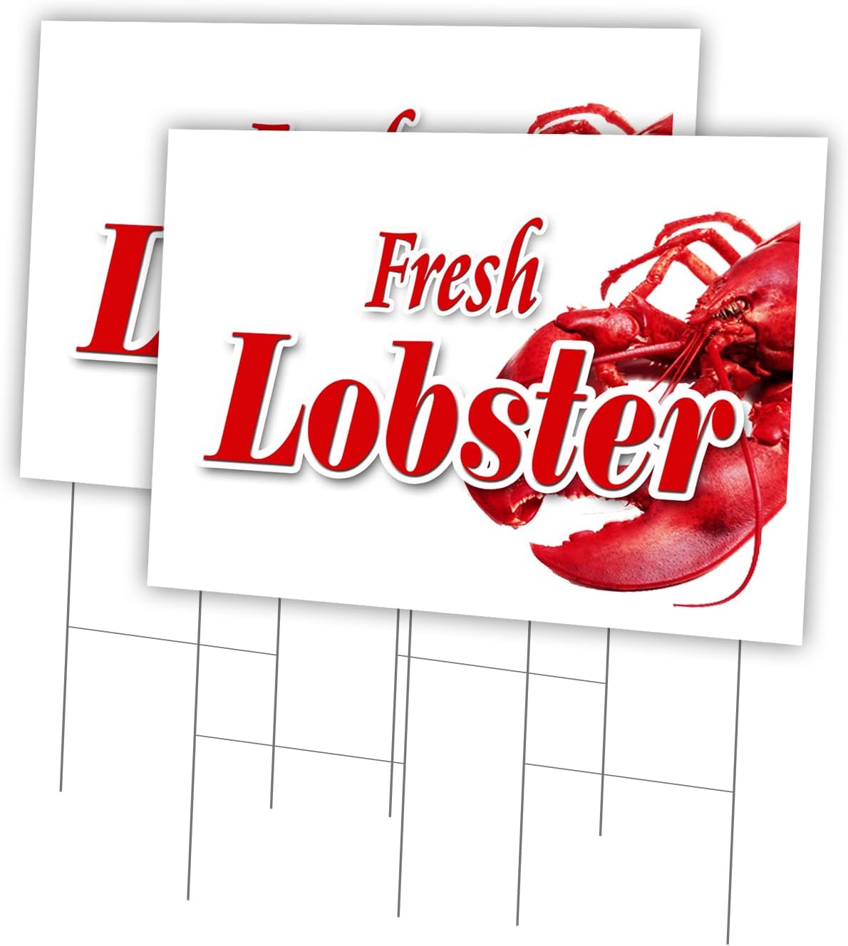 Lobster 2 Pack of 18" x 24" Yard Sign & Stake | Advertise Your Business | Stake Included Image On Front Only | Made in The USA