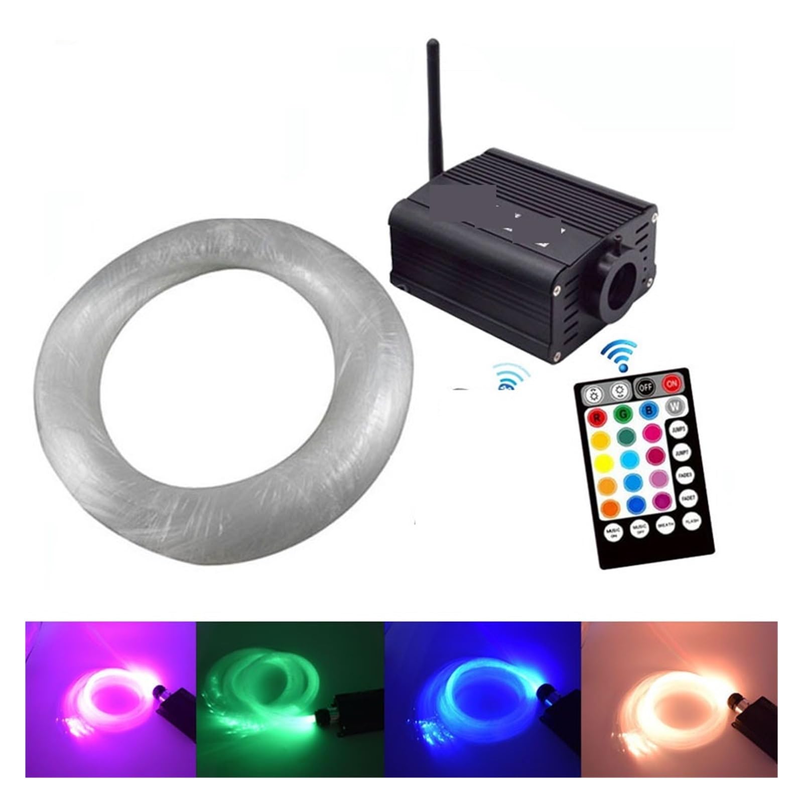Oświetlenie wnętrza samochodu LED, Inteligentna aplikacja Bluetooth 16W samochodowe światła gwiaździste muzyczne aktywne sterowanie zestawy świateł światłowodowych do projektu oświetlenia LED światłow