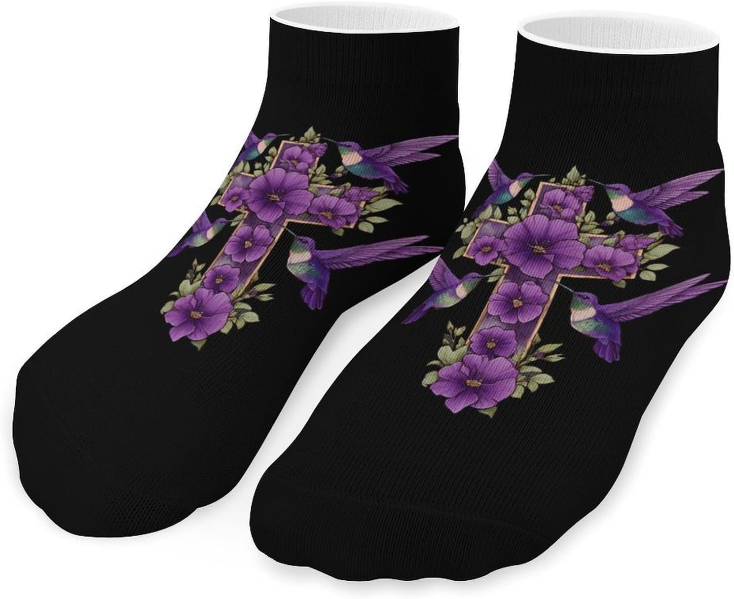 Christian Crosses Hummingbird Socks for Men Women 5 Pairs Ankle Socks