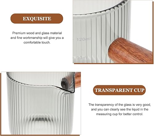 Miniatura 8 de Kichvoe Jarra de vidrio con mango de madera, jarra de leche y crema, vasos de chupito, triple taza medidora, boquilla individual, taza de leche,