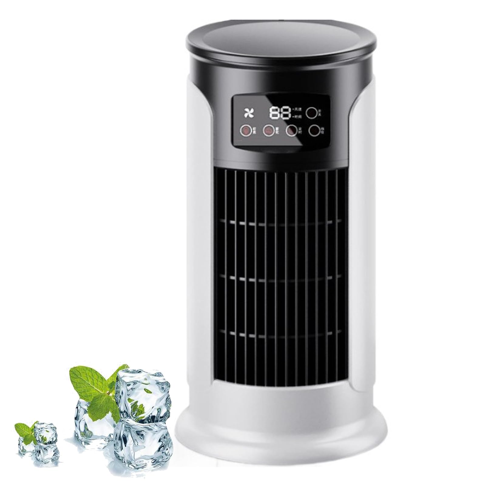 MESCXTY Portable Air Cooler, 9.5" Bladeless Tower Fan with 6 Speeds & 300ml Water Tank, 6H Timer, Quiet Evaporative AC for Office Home