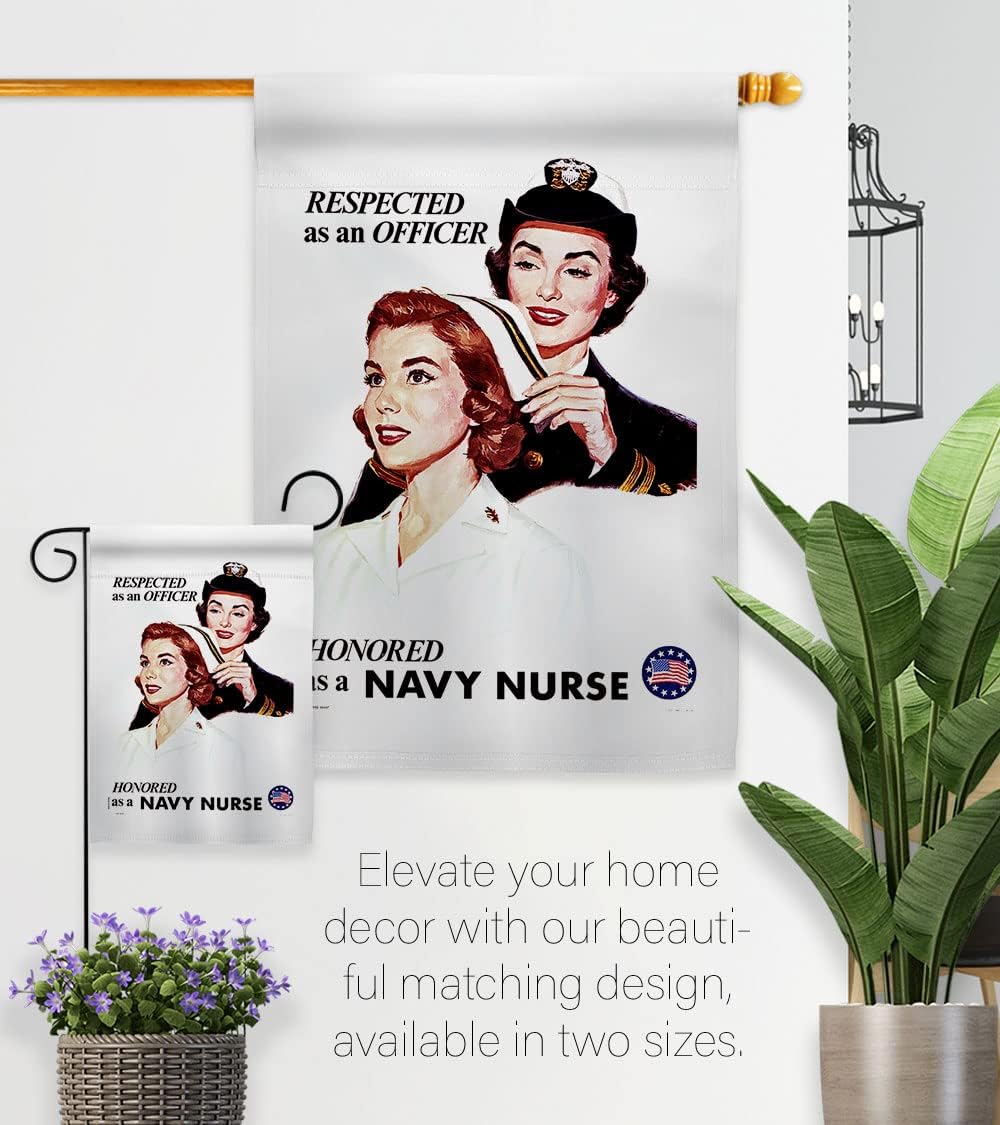 Honor Navy Nurse Garden Flag Set Wall Hanger Armed Forces USN Seabee United State American Military Veteran Retire House Decoration Banner Small Yard Gift Double-Sided, Made in USA