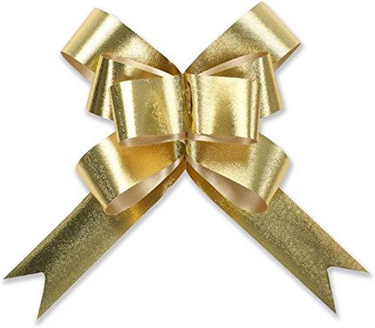 Berwick Offray 7/8'' Wide Satin Butterfly Ribbon Pull Bow, 4'' Diameter with 8 Loops, Gold, 100 Count