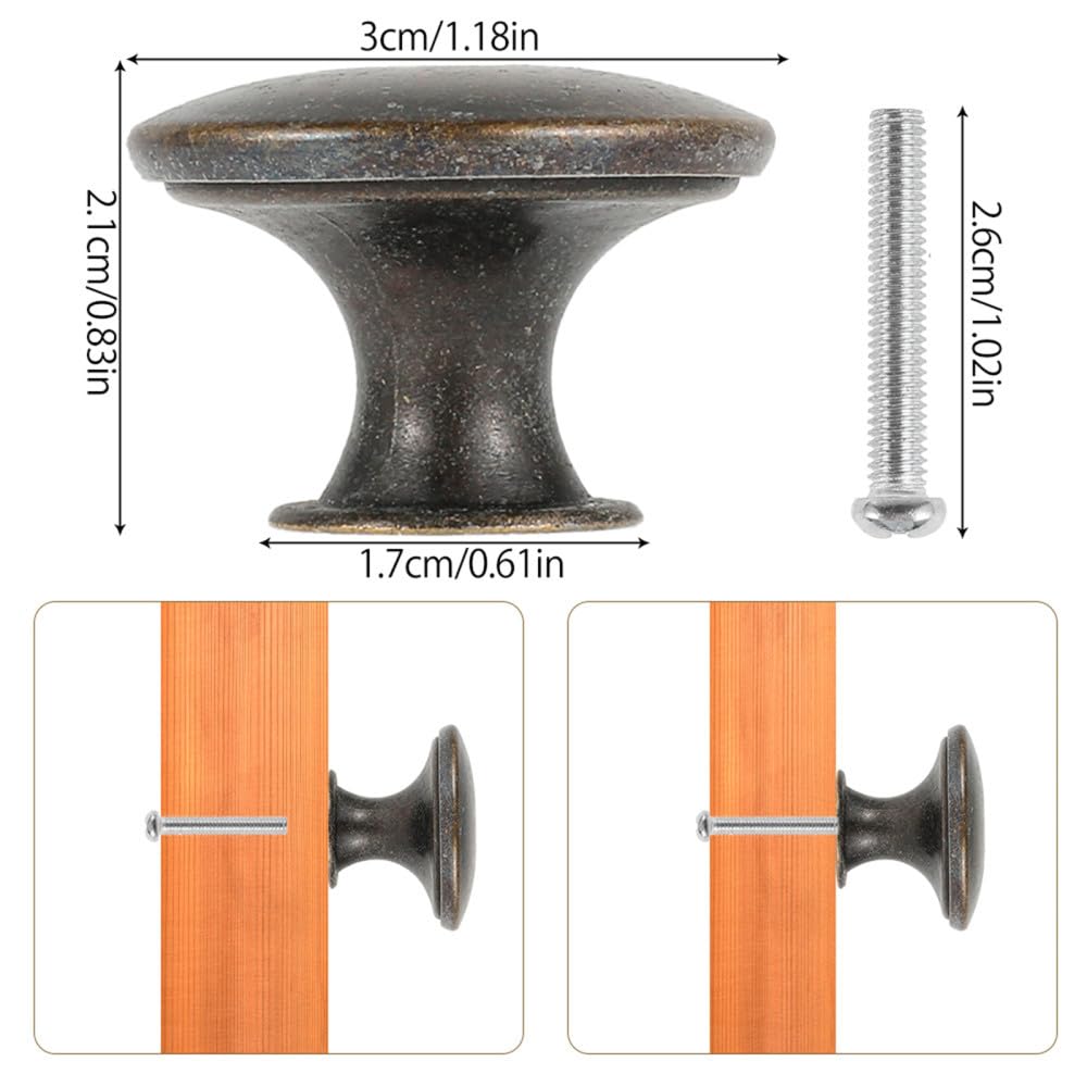 12 pezzi pomelli per mobili vintage in bronzo antico pomello per porta dell'armadio pomello rotondo in lega di zinco per comò pomello per maniglia per cassetto con foro singolo, 36 pezzi