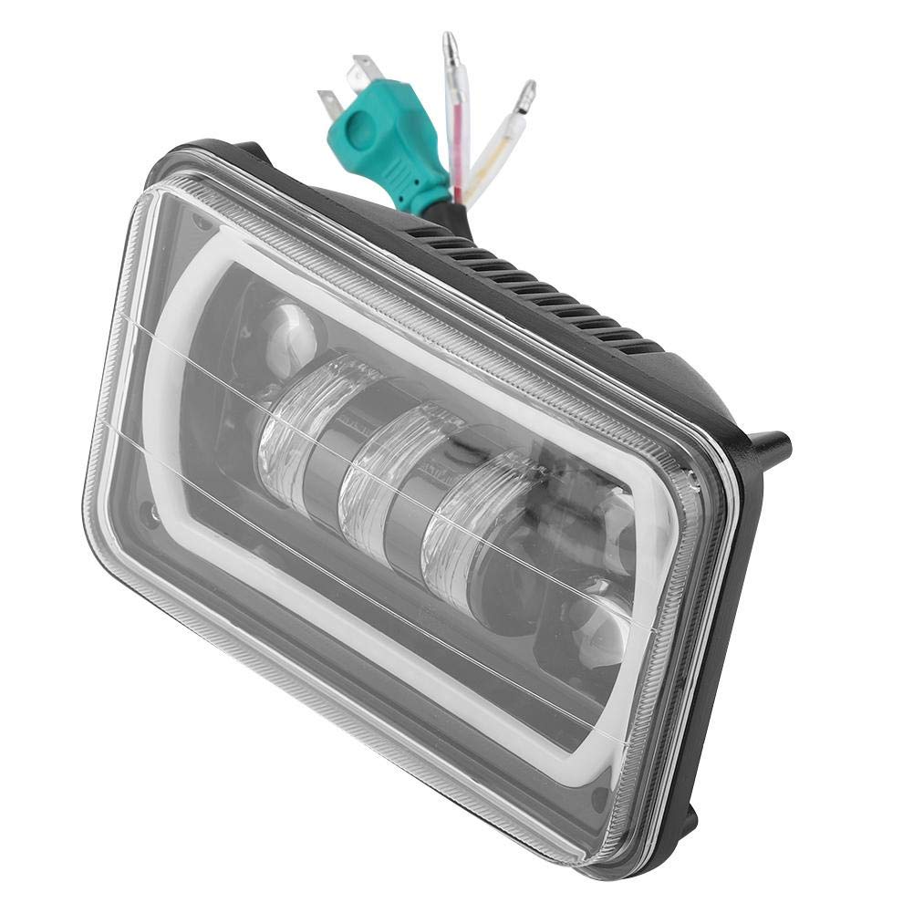 Tbest Faro anteriore sostituzione per camion, Camion 4 pollici x 6 pollici Faro anteriore a LED Luce quadrata a fascio alto/basso Halo bianco sostituzione per 1979 2003