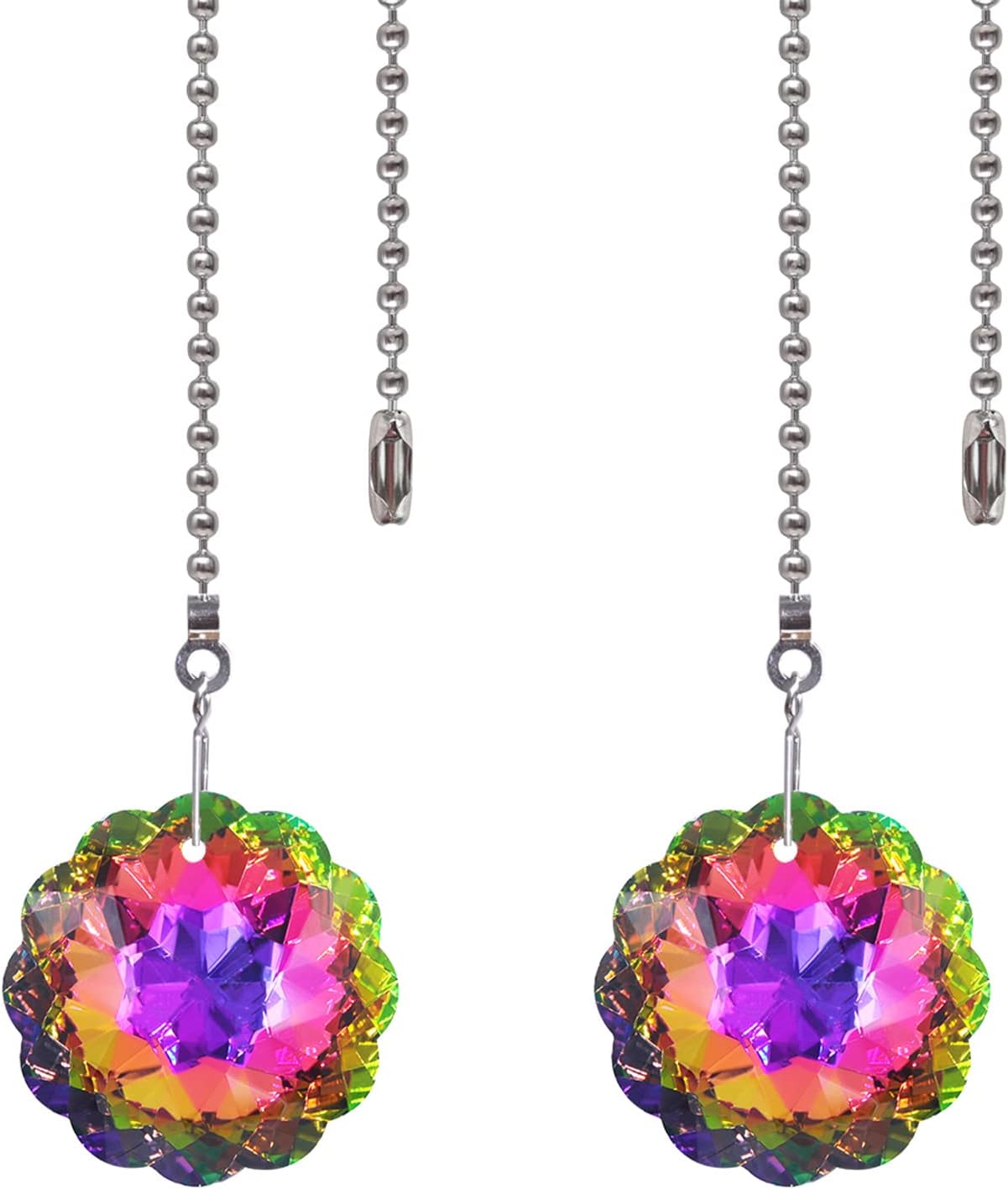 4 Pieces Crystal Ceiling Fan Pull Chain Rainbow Maker Pull Chain Extension with Connector