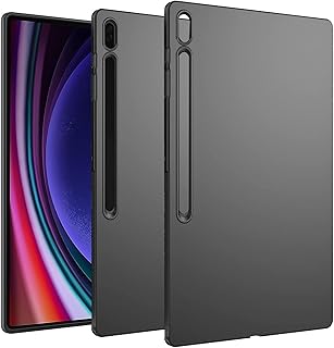 KZIOACSH Case for Samsung Galaxy Tab S9 Ultra, Flexible TPU Shockproof Rugged Tablet Case Ultra Slim Matte Black Soft Touch Shell Lightweight Anti-Scratch Bumper Cover for Samsung Galaxy Tab S9 Ultra