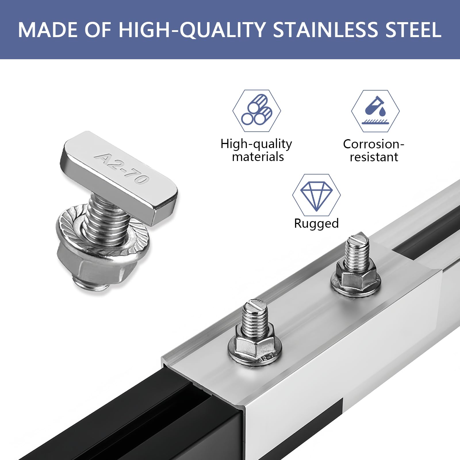 Lot de 30 Vis à Tête Marteau M10x25mm, Boulons en Inox A2-70 avec Contre-Écrous Crantés pour Rail T-Nut Profilé Alu Serre et Support PV