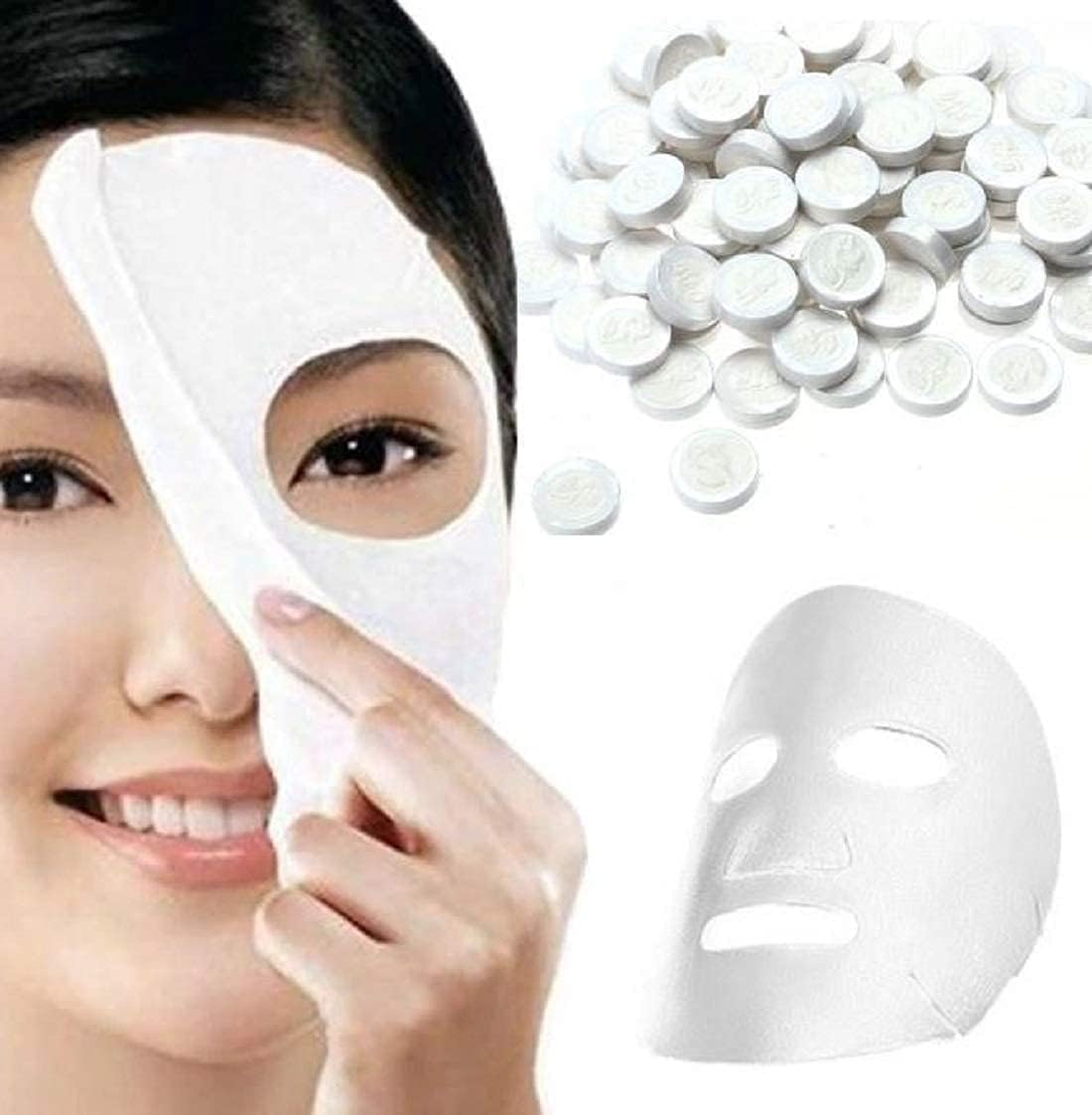 GOLD MAX Skept Compressed Facial Mask Tablets Disposable Paper Natural Cotton Skin Care Masks Home Diy Makeup Beauty for Women Girls Cosmetic Facial Paper Sheet Eye Nose Face Sheet 10pc