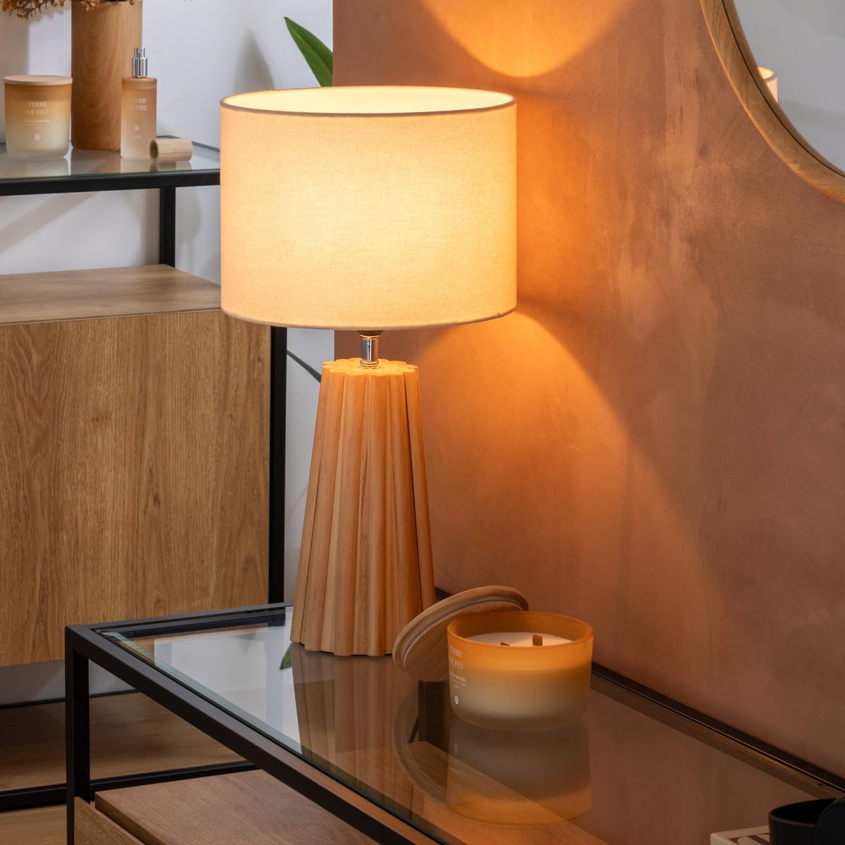 Atmosphera - Lampe à poser adon beige h53cm