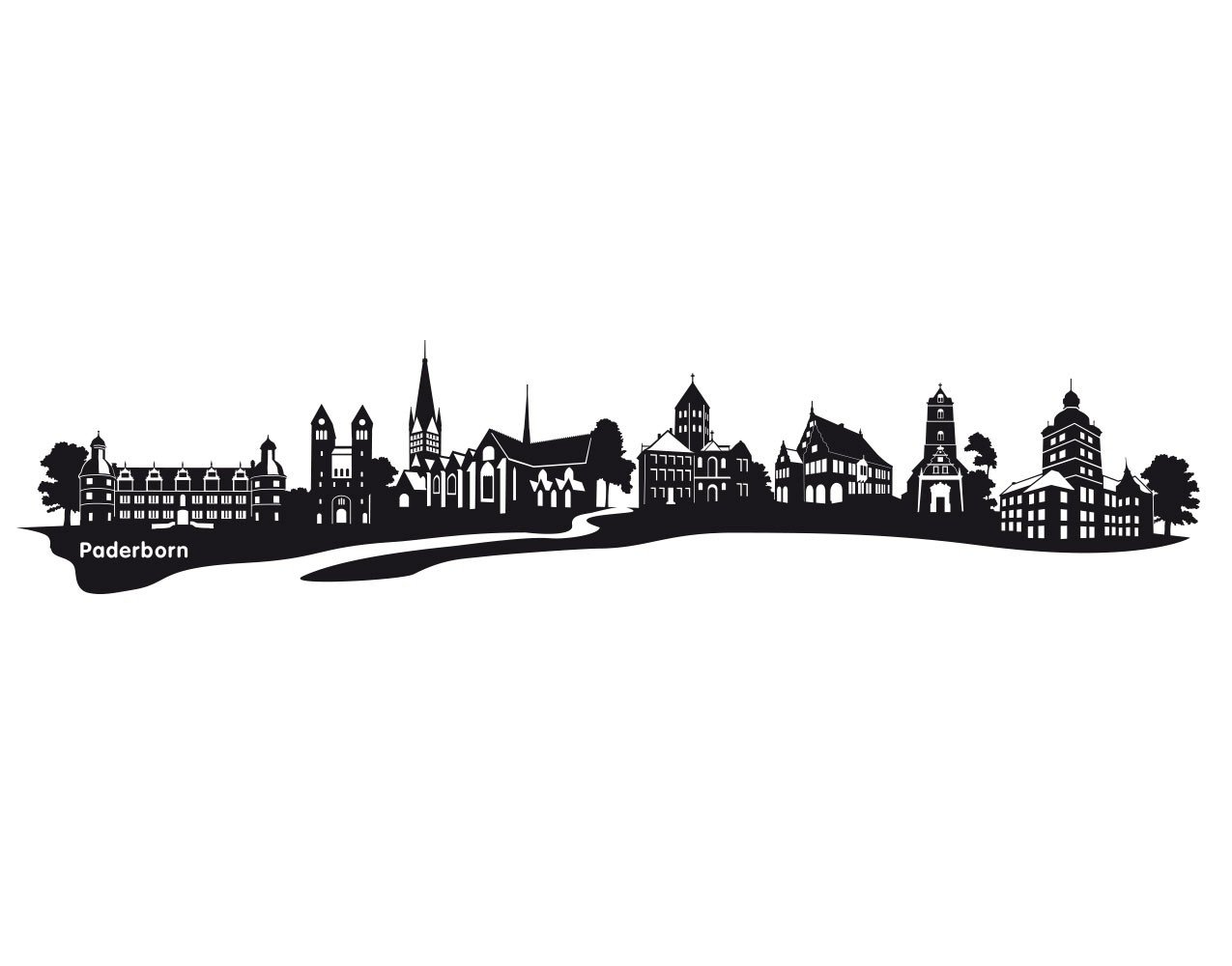 INDIGOS UG Wandtattoo 'Siegen' – Skyline-Aufkleber In Schwarz, 40x12 Cm, Für Wohnzimmer, Büro & Mehr