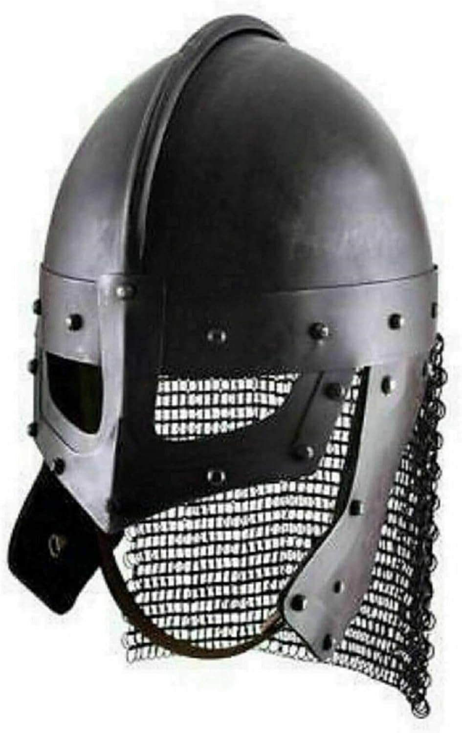 Medieval Viking Raven Helmet Chain Mail Battle Ready Armor Helmet Black