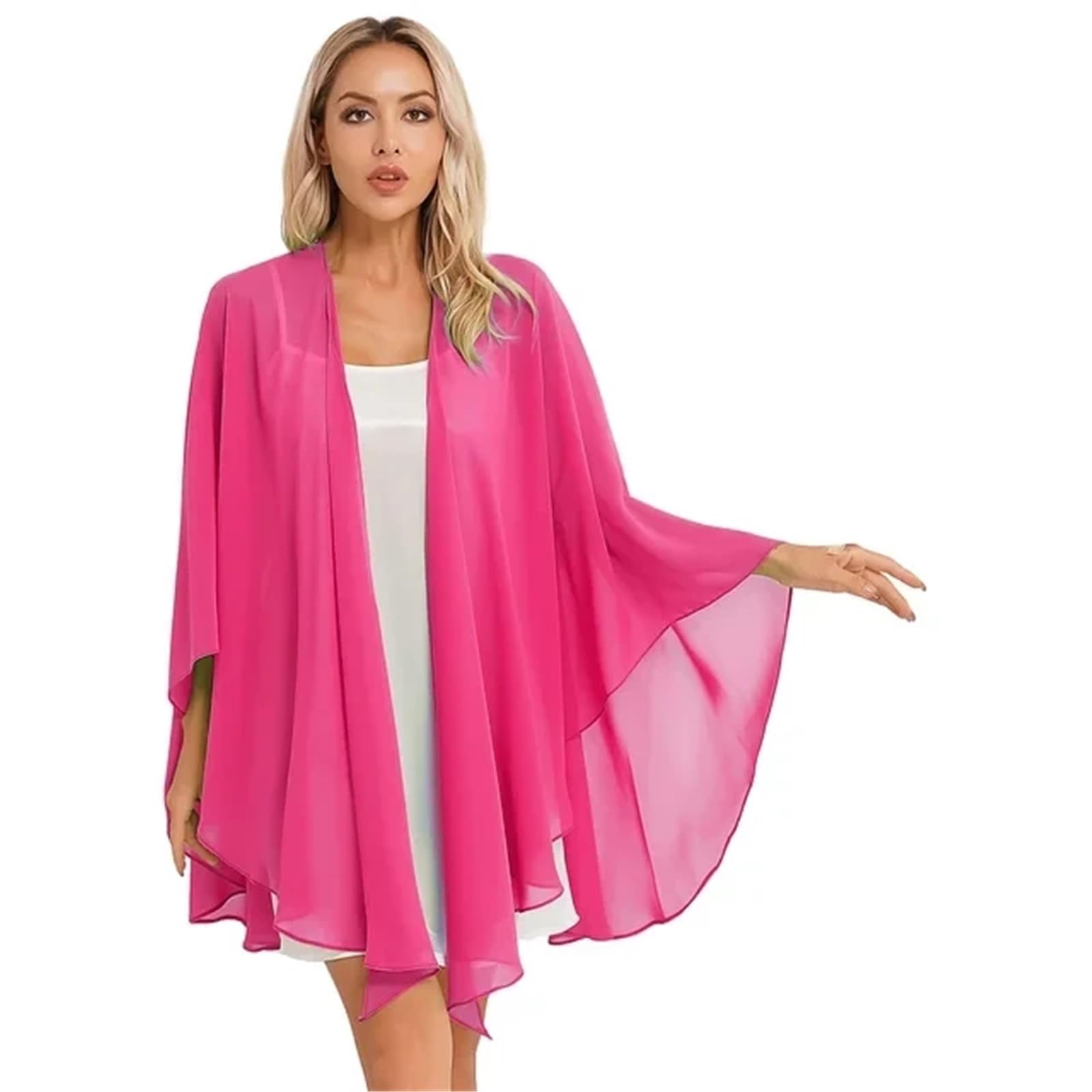 HEUchuan Wedding Dress Shawl Chiffon Women Lightweight Capes Wedding Bridal Wraps(Pink1)