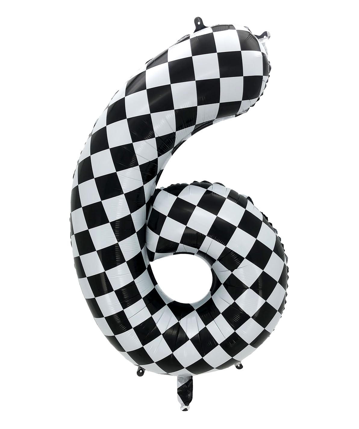 Alainzeo 42in Checkered Number Balloon, Black and White Number 6 Balloon Checkered Flag Balloons, Large 6 Racing Balloons for 6th Racing Themed
