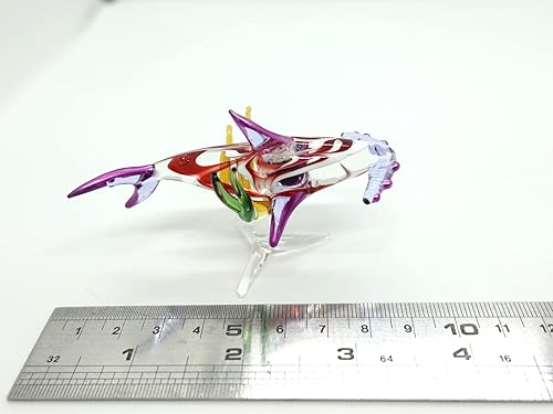 Miniatura 2 de Figuras miniatura de animales marinos con algas marinas, animales soplados a mano, arte coleccionable, regalo para decorar (tiburón martillo con