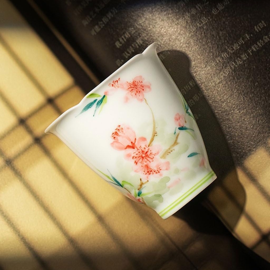 GSOUL Kungfu Tea cup Exquisite Tea Cup Hand-painted Peach Blossom Host Single Ceramic Drinking Small Tea Cups