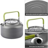 Vista 3 de LIXADA Hervidor de camping 0.8L/1.2L/1.6L para agua hirviendo, tetera de té tetera de aleación de aluminio con mango de silicona bolsa de transporte