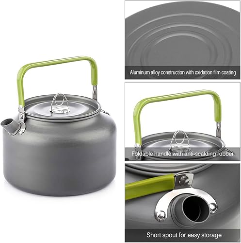 Miniatura 3 de LIXADA Hervidor de camping 0.8L1.2L1.6L para agua hirviendo, tetera de té tetera de aleación de aluminio con mango de silicona bolsa de transporte