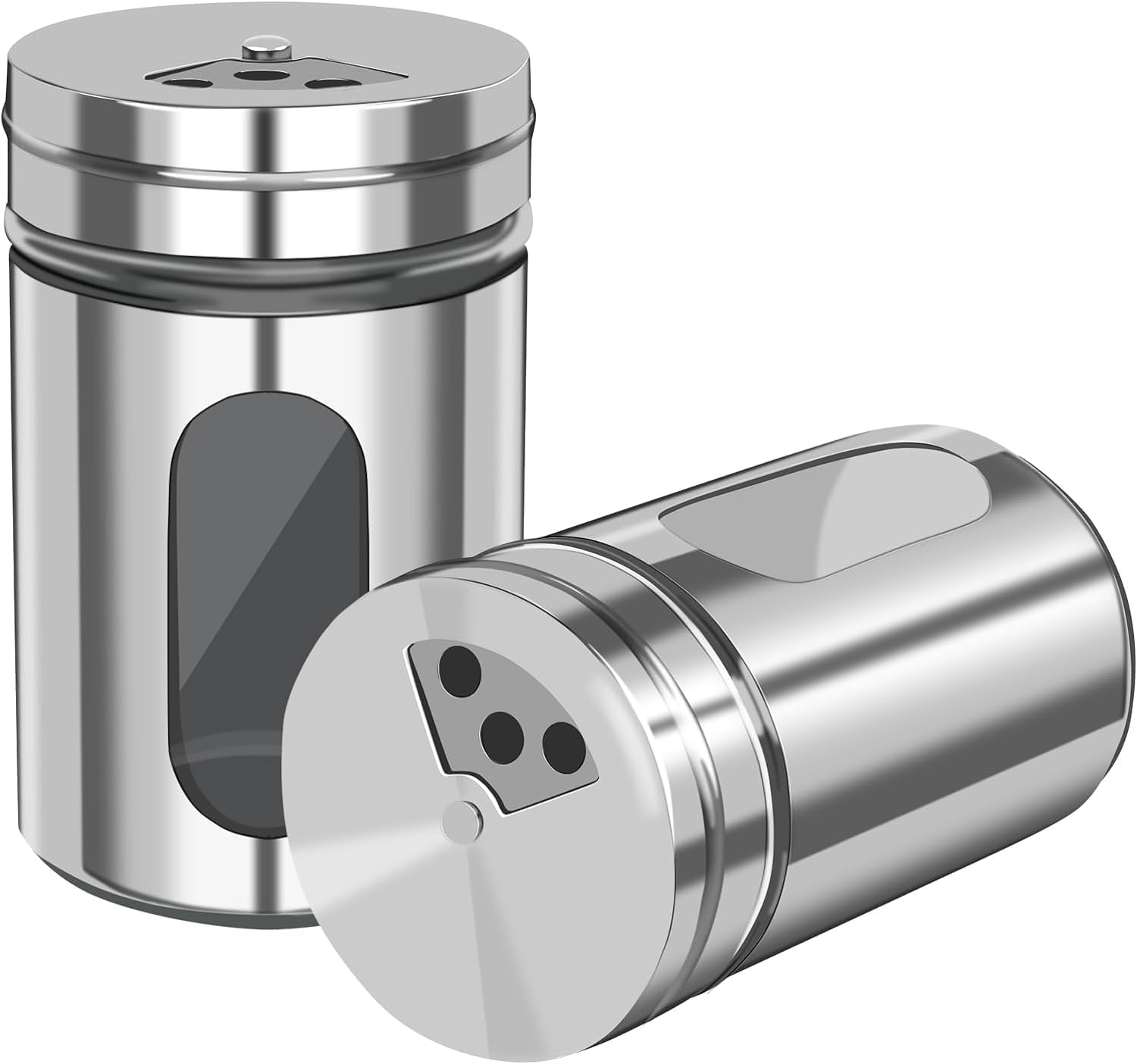 LonimiaSalt and Pepper Shakers Set 3.3oz Portable,Stainless Steel Spice Shakers Seasoning Container for Home 4 Pcs Set with Rotating Lids Spice Jars Shaker Seasoning Cans