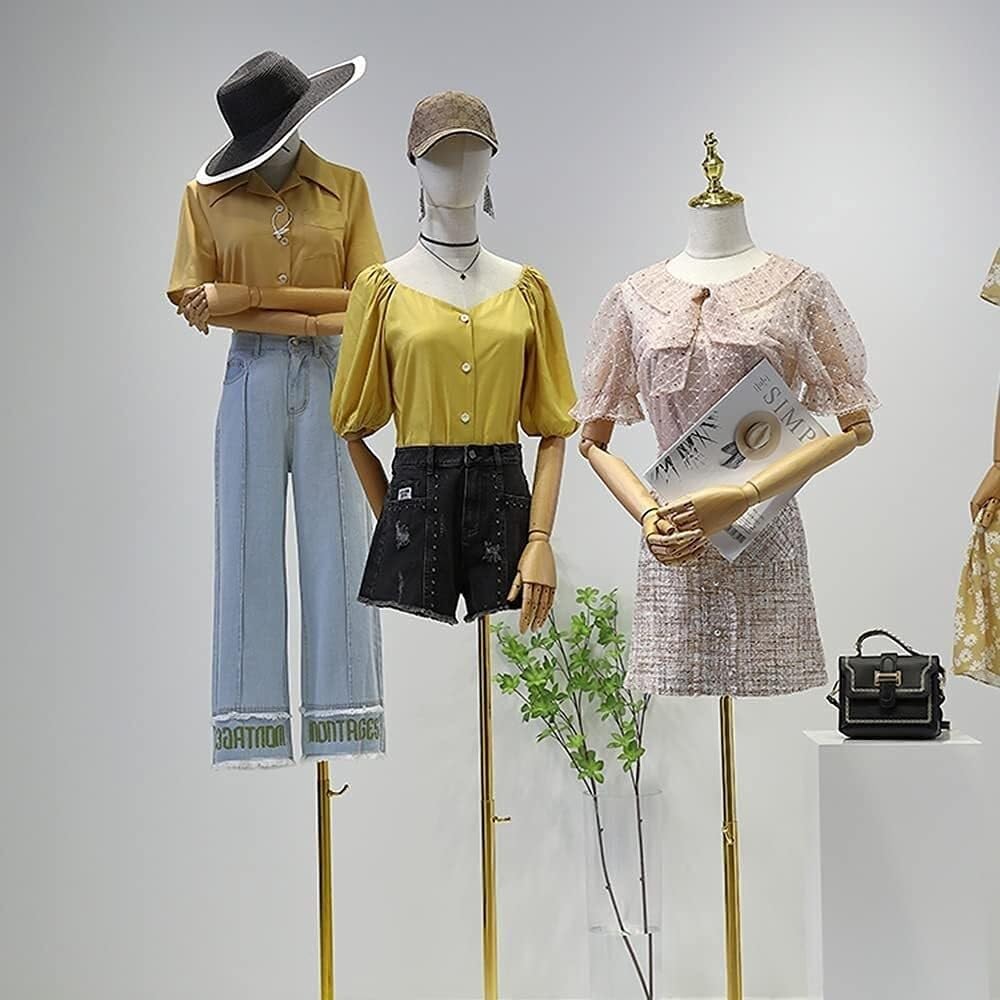 Female Mannequin Torso Body with Adjustable Tripod Stand, Headless & No Arms, Dress Form for Clothing Display (Golden, Size S)