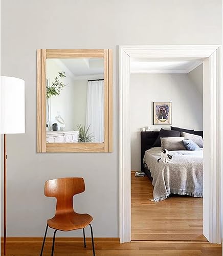 Miniatura 7 de AAZZKANG Espejos rústicos para pared, espejo rectangular con marco de madera de 26 x 18 pulgadas, espejo decorativo para dormitorio y baño