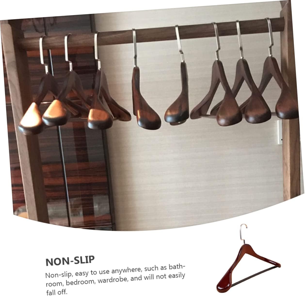 KOMBIUDA 1Pc Thicken Wide Traceless Coat Hanger Solid Drying Rack for Home Use Heavy Duty Foldable Clothes Drying Rack for Coats Jackets and Suits