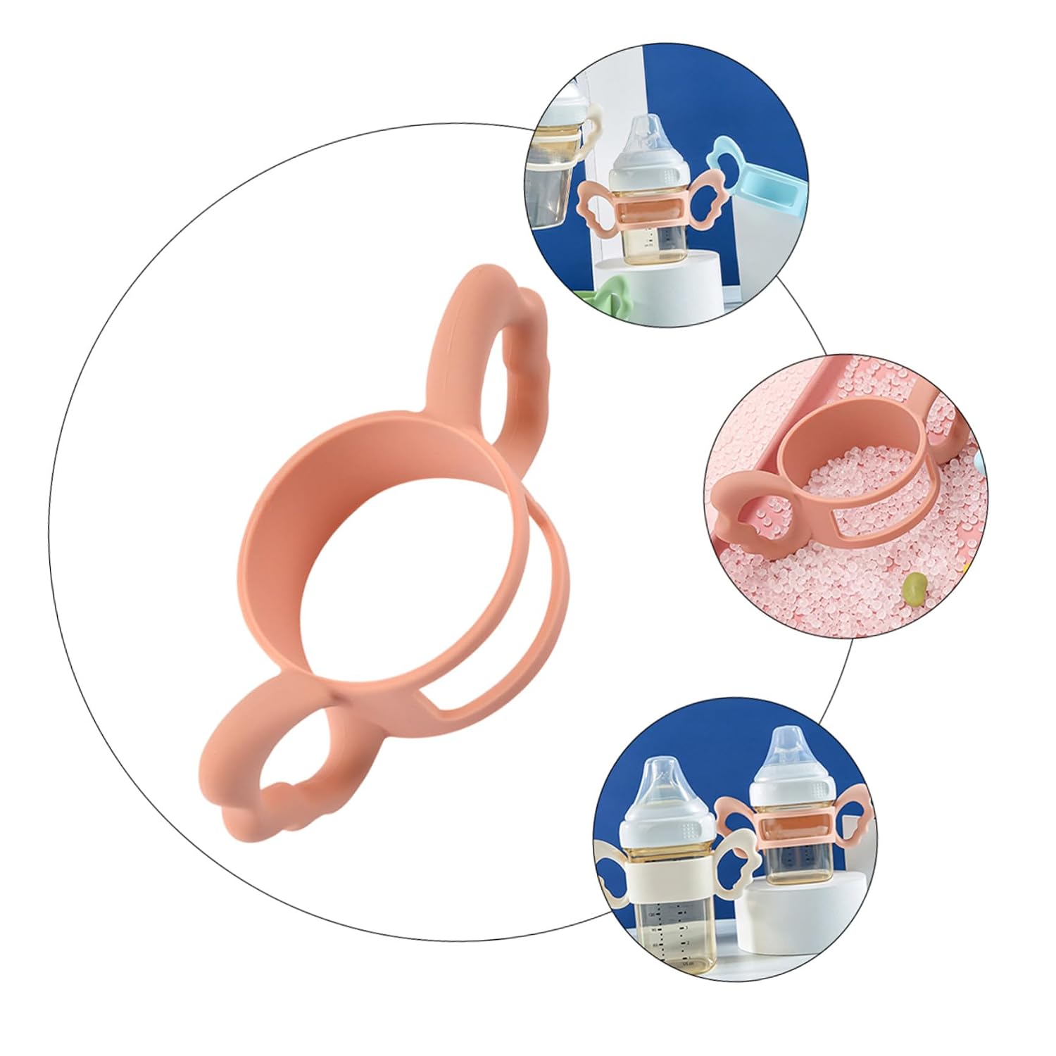 SECFOU Universal Silicone Milk Bottle Handle for Infants Portable Feeding Bottle Accessory with Comfortable Grip Compatible with Newborn