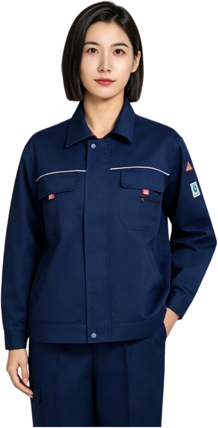 Unisex ESD Anti-Static 2-Piece Workwear Set, Long Sleeve Top and Pants Uniform for Factory Workshop