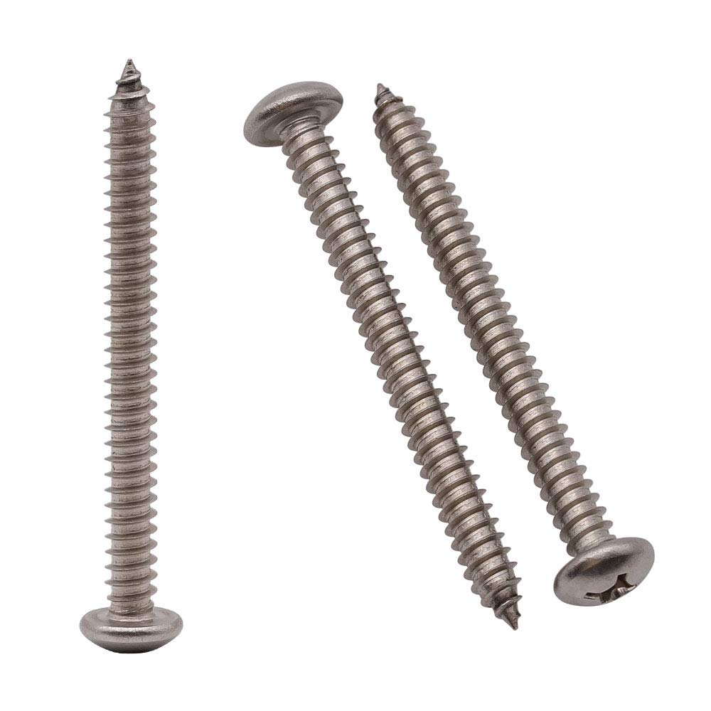 #10 x 2-1/2" (40 Pack) Stainless Steel Phillips Pan Head Wood Screws, Stainless Steel 304 (18-8), Pan Head Sheet Metal Screws Self Tapping Screws