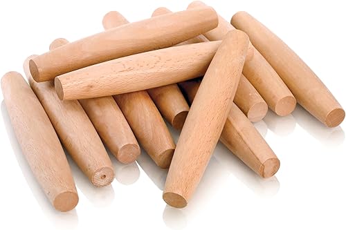 Elsjoy Paquete de 12 rodillos de madera pequeños de 8 pulgadas, rodillo de madera antiadherente para hornear pasteles, galletas, pasta, albóndigas