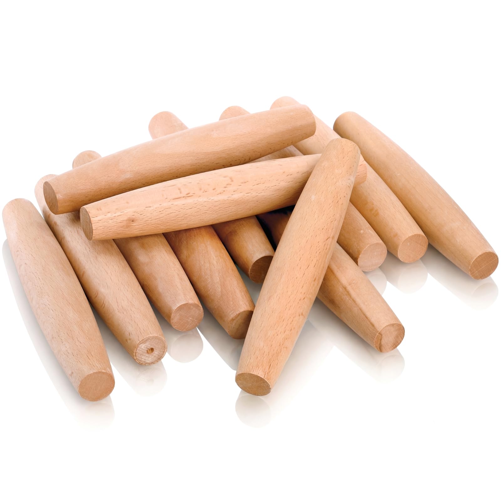 Elsjoy 12 Stück Französische Teigroller aus Holz, 20,3 cm, natürliches Buchenholz, konischer Rollstift zum Backen von Kuchen, Keksen, Nudeln, Knödel, Antihaft-