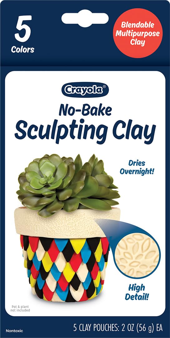 Crayola No Bake Sculpting Clay (5 Colors), 2oz Air Dry Modeling Clay, Crafting Supplies for Teens & Adults, Artistic Gift, 8+