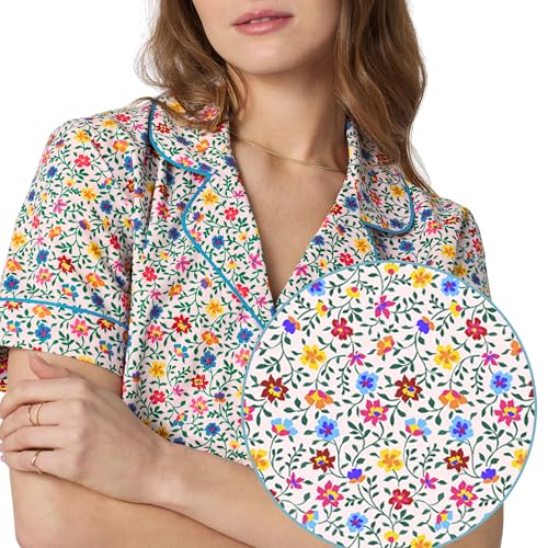 Image of Bed Head PJs Womens Matching Pajamas - Soft Organic Cotton Button Down PJ Shirt & Cropped Pants Set - Loungewear & Sleepwear