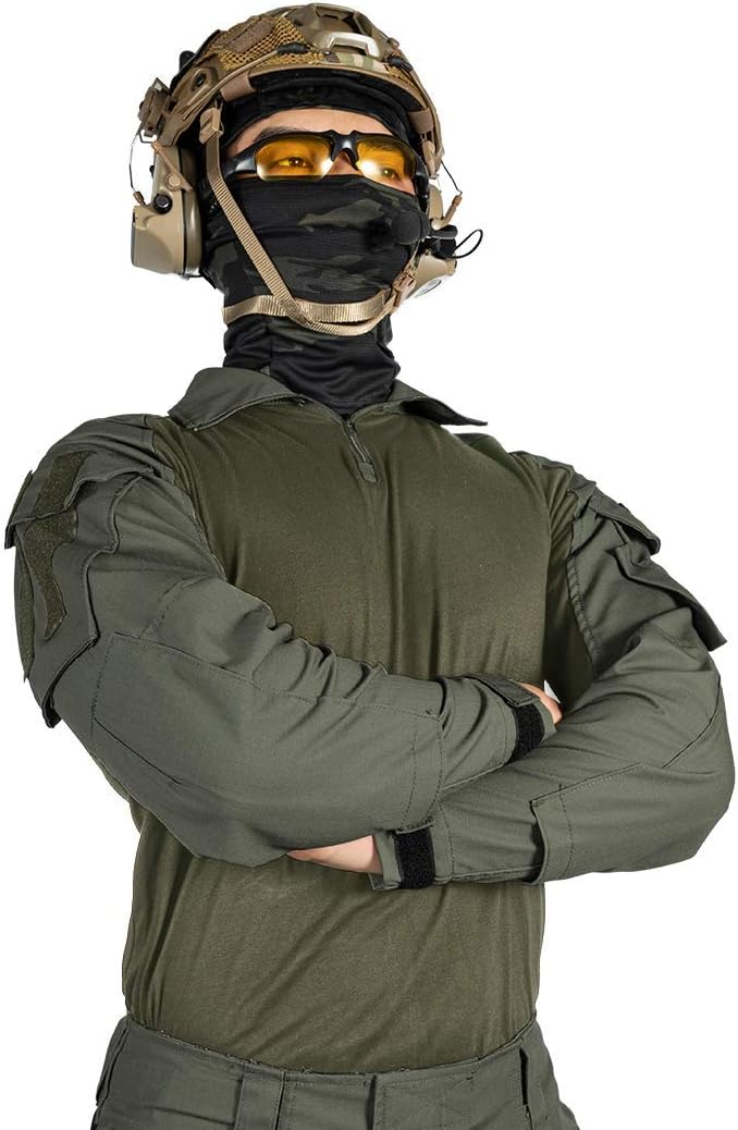 IDOGEAR Men G3 Combat Shirt with Elbow Pads Rapid Assault Long Sleeve Shirt Tactical Military Airsoft Clothing