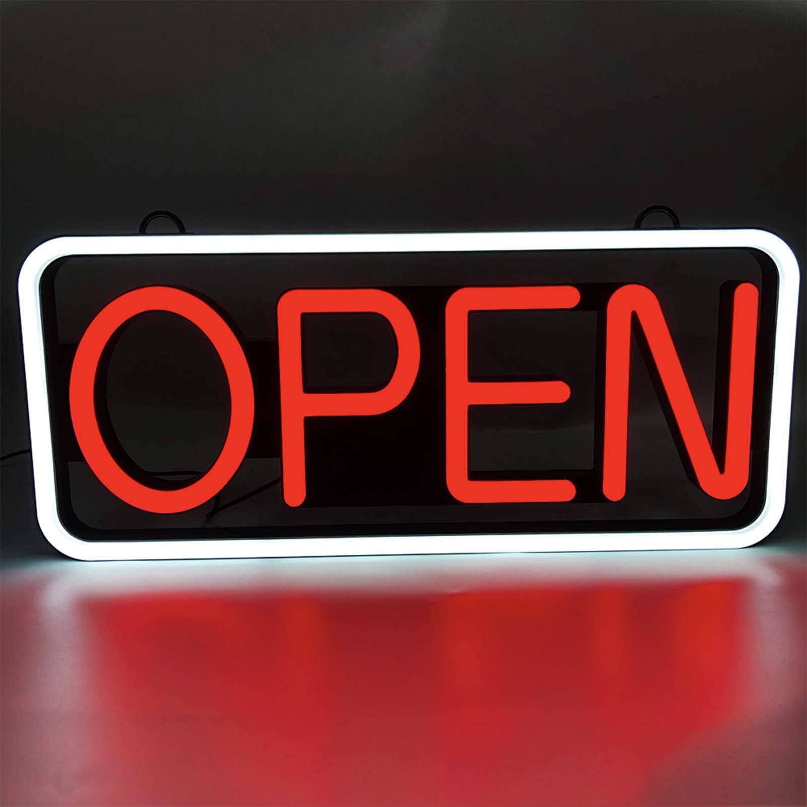 Letrero Abierto de neón LED,Cartel Publicitario Led Luz De Neón, Letrero de Neón Open,Letrero Cartel Panel Led Iluminacion,para Bares Pubs Clubs Café Restaurantes,Blanco