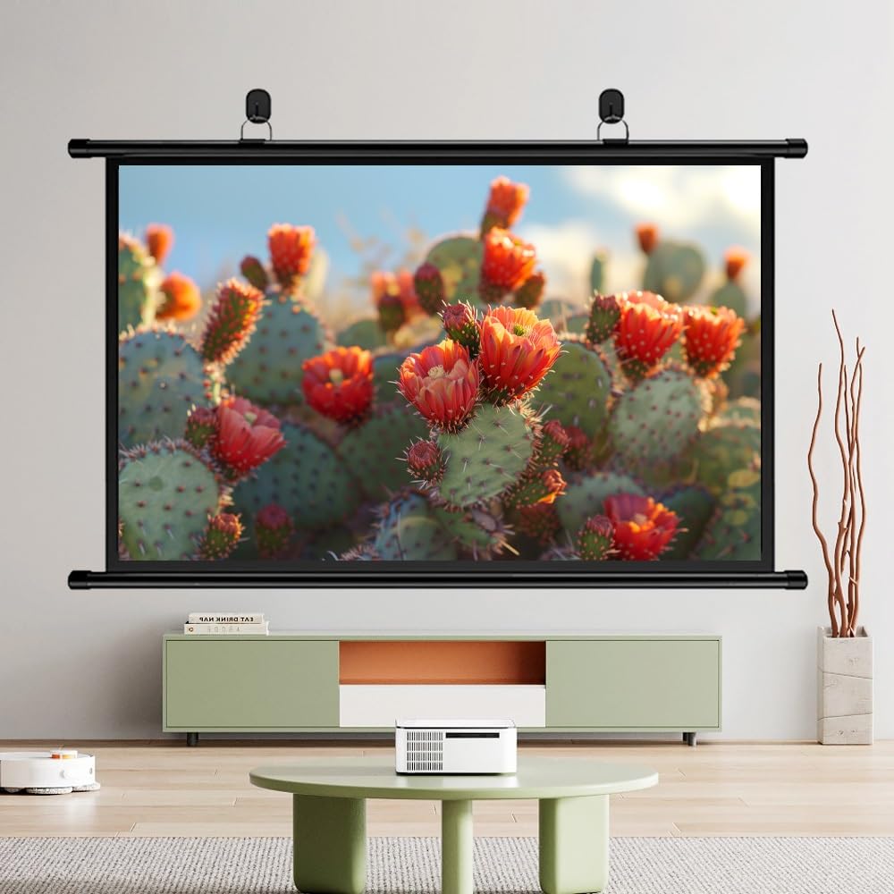 Schermo Per Proiettore 72 Pollici HD 4K Manuale Telo Proiettore Avvolgibile Montato A Parete/soffitto Con Gancio Per Home Theater Cinema Ufficio Film TV Gioco(4:3,40in)
