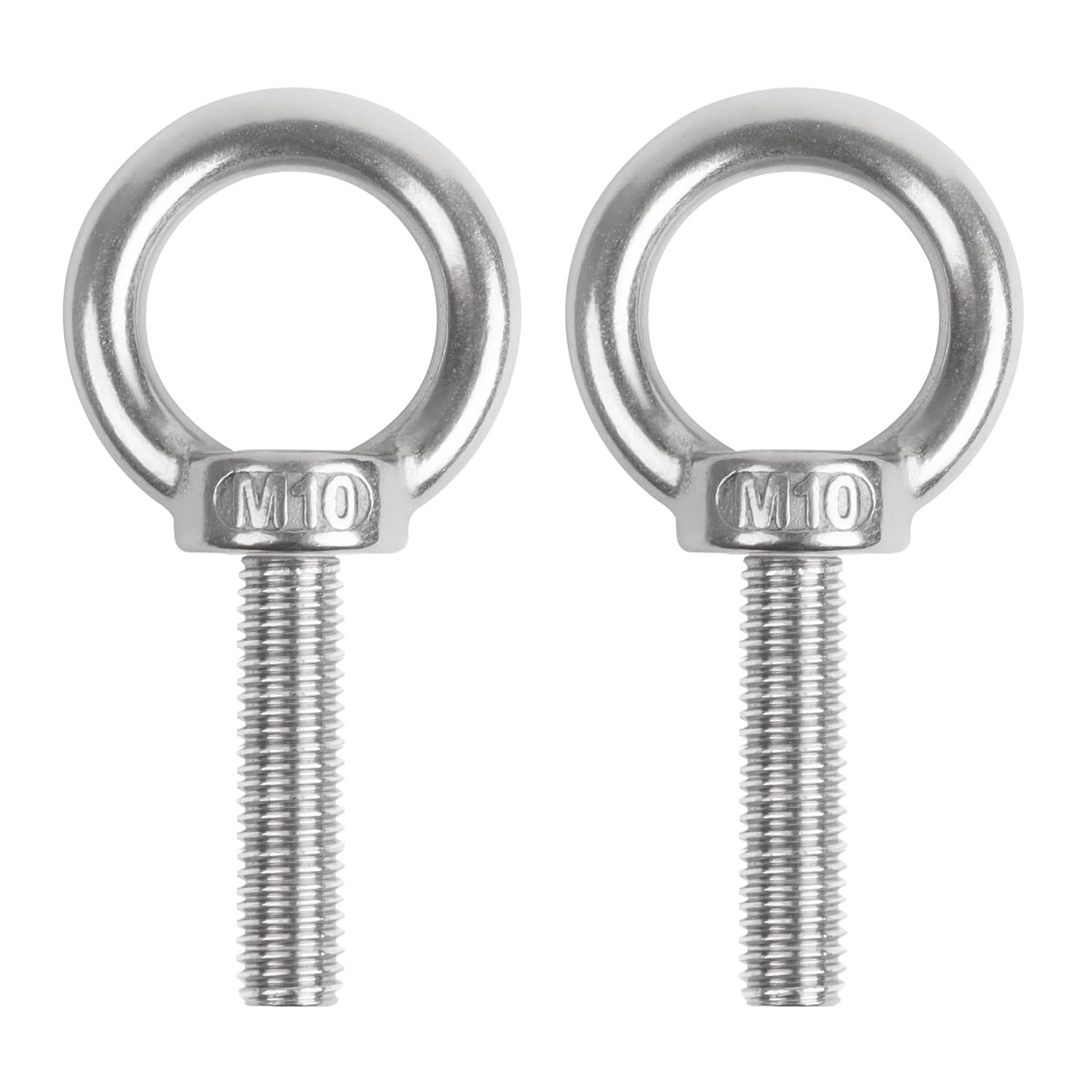 2PCS Juttzzei M8 Eye Bolt Heavy Duty, M10x40MM /1.57" Eye Bolts Male Screw with Thread, 304 Stainless Steel Lifting Ring Eye Bolts M8 for Living Lifting,Engineering Equipment