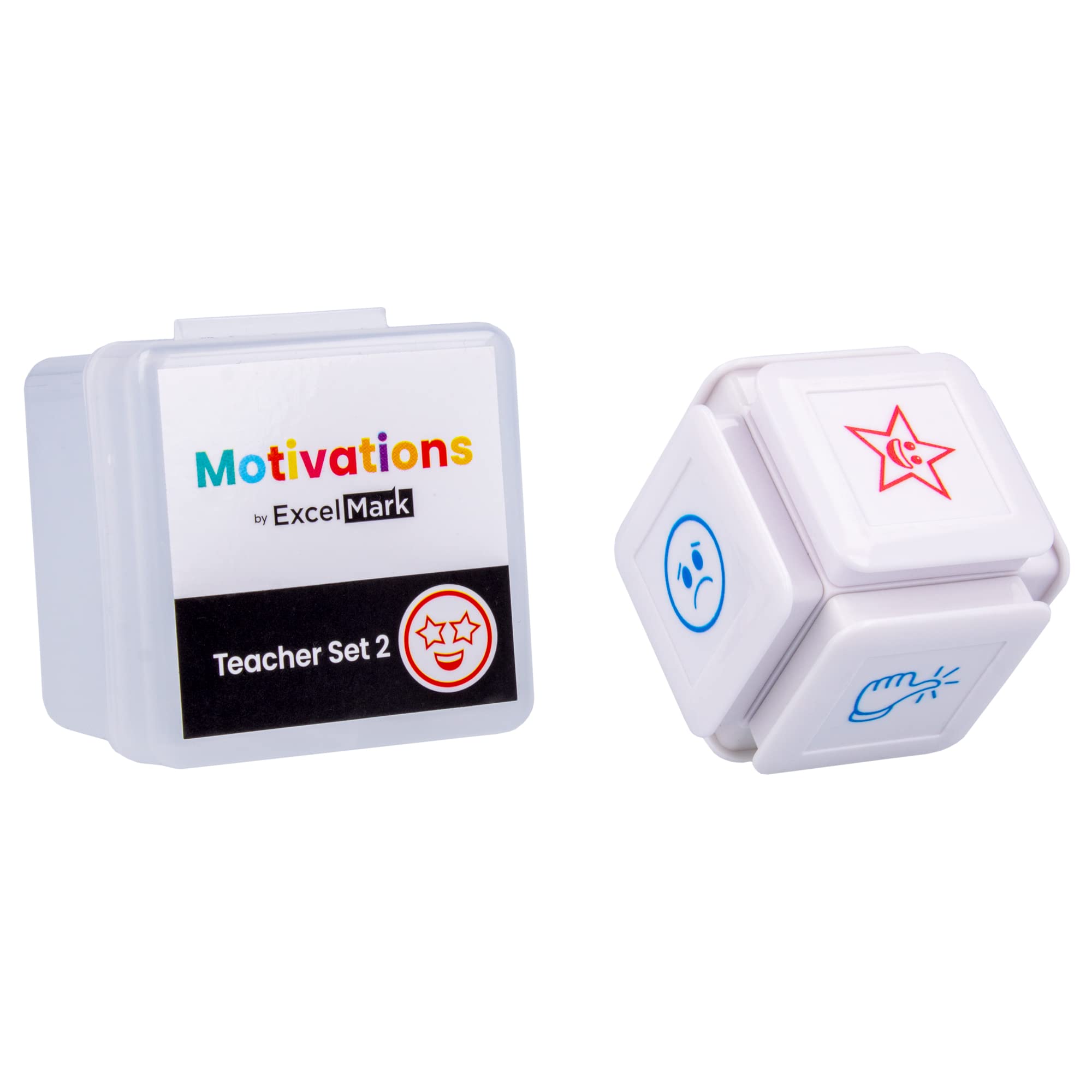 ExcelMark Motivations Pre-Inked Teacher Stamp Cube (Teacher Set 2)