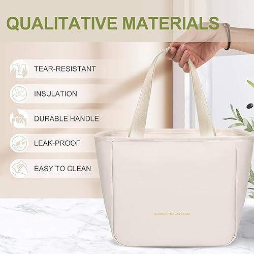Miniatura 2 de Lonchera para mujer, bolsa de almuerzo para mujer, bolsa de almuerzo simple reutilizable, aislada, linda bolsa de almacenamiento de alimentos para