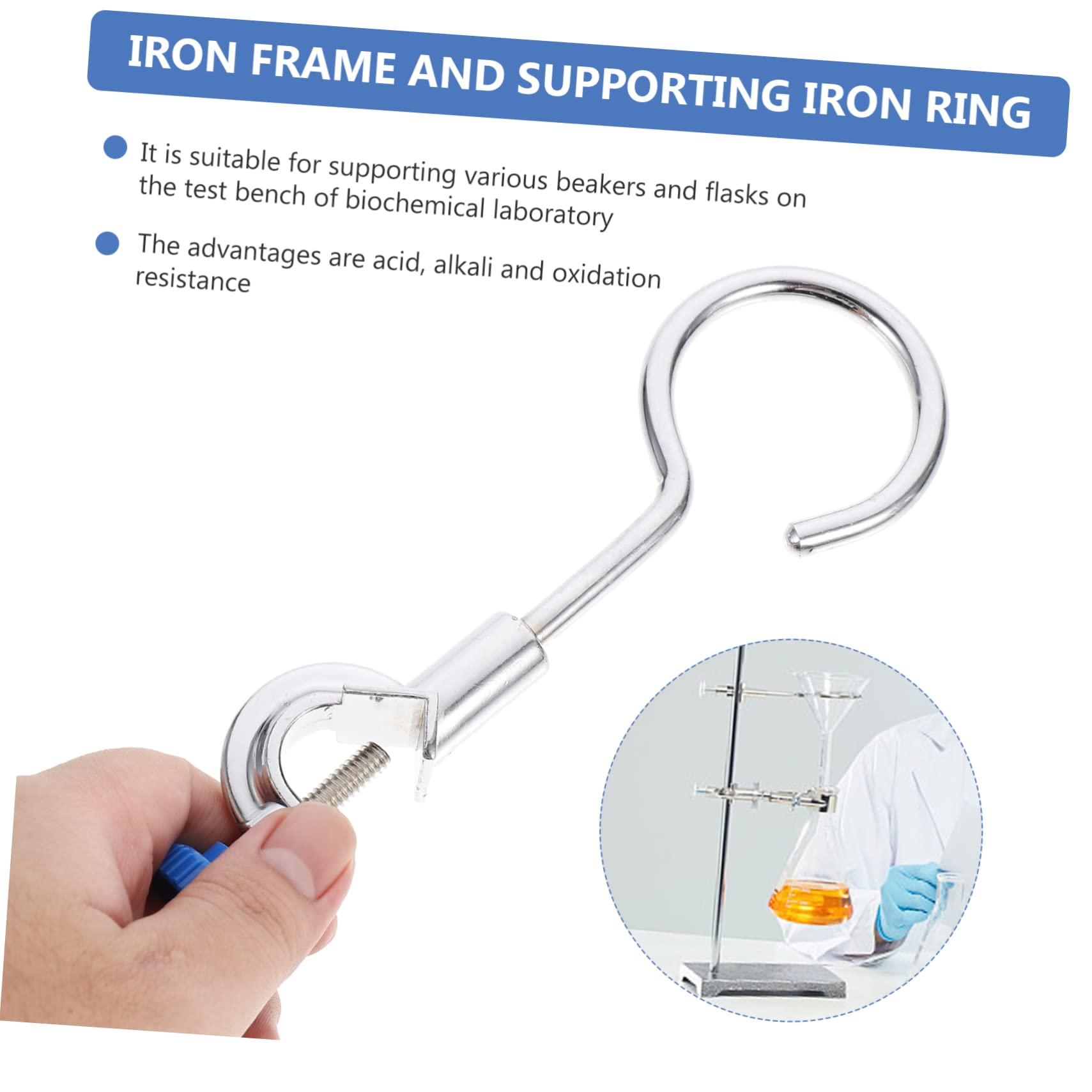 OSOLADY 2 Pcs Lab Stand Clamp Set Retort Open Ring Clamps Iron Material Acid/Alkali/Proof