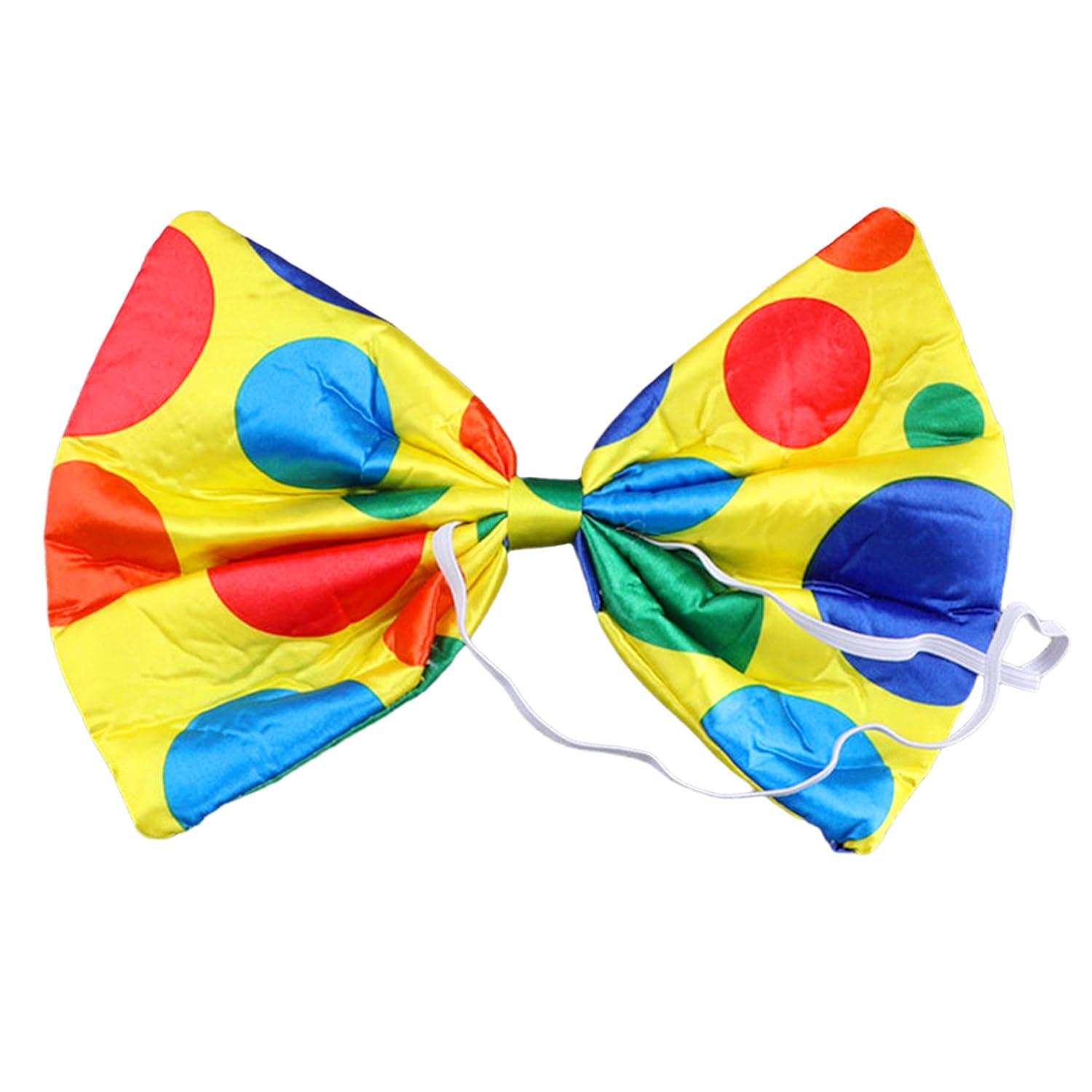 KRYMSON Pajarita de payaso, lazos amarillos, accesorios de ropa, lazos de payaso alrededor del cuello, divertidas moscas de lunares de colores, 2 unidades, 25 x 16 cm, unisex para adultos
