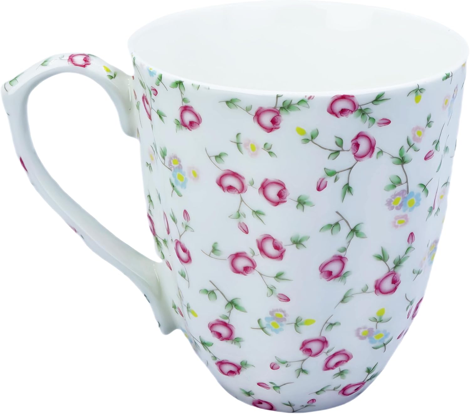 14oz Bone China Coffee Mug Floral Bone Mug Cute Coffee Mug Teacup for Women Mom Friend (small pink rose) - Image 3