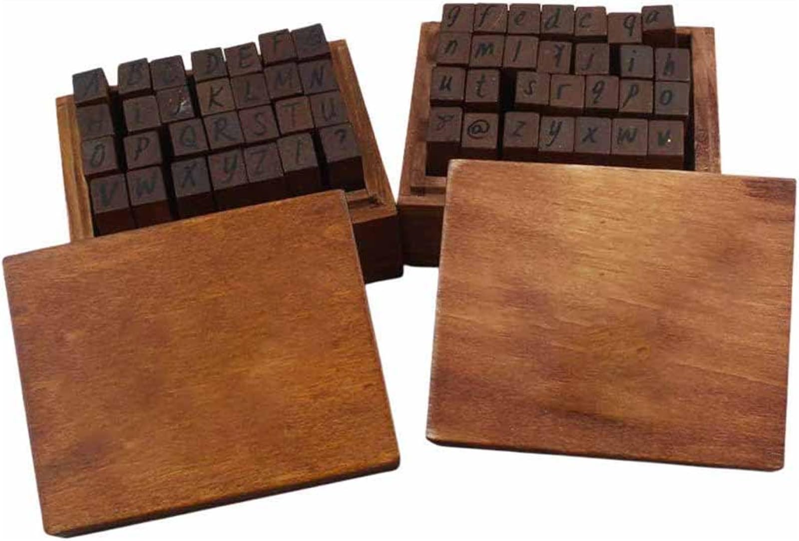 THE WHITE SHOP26 Alphabets Vintage Alphabet Stamps, Symbol Stamps Set, Wooden Combo Small and Capital Letters Kit, for Kids, Adults Number, for Card Making, Scrap Booking, Arts, Craft