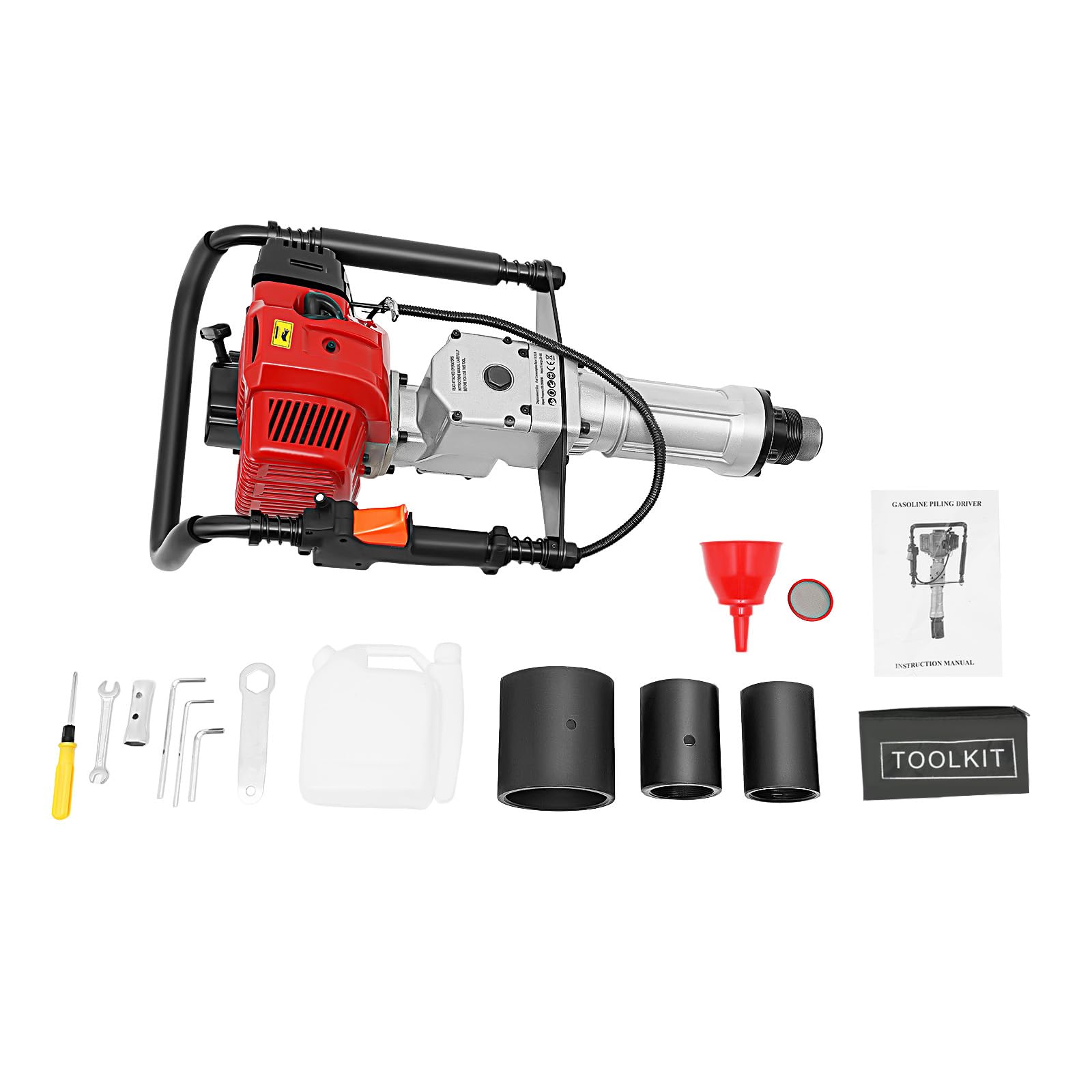 Motor de gasolina de 2 tiempos, 52 cc, 6500 rpm, con 3 cabezales de 55/70/100 mm, para vallas, paisajismo y agricultura