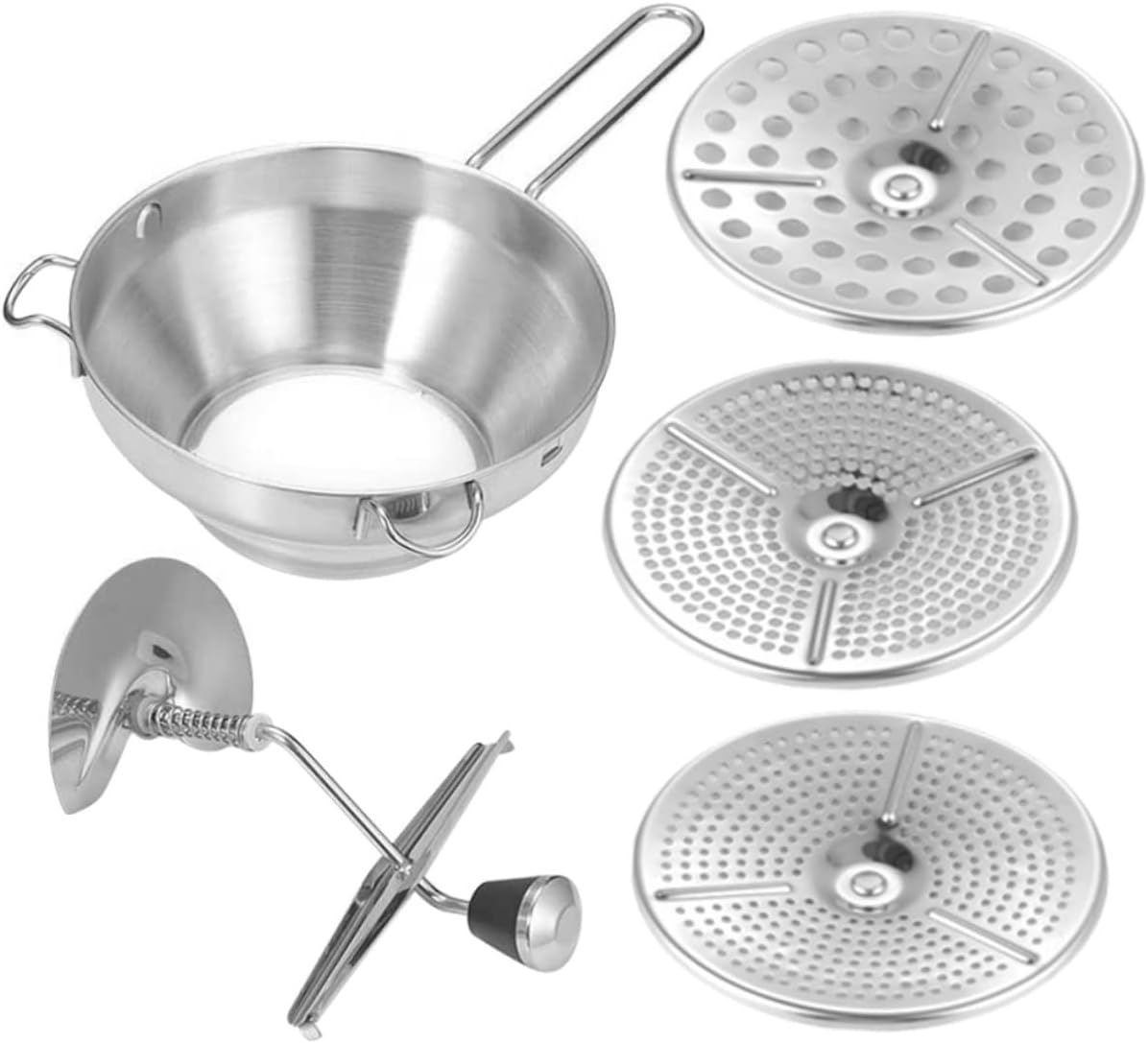 PRETYZOOM Manual Spud Masher Potato Ricer Stainless Steel Potato Masher Vegetable for Mashed Sweet Yams Pumpkins