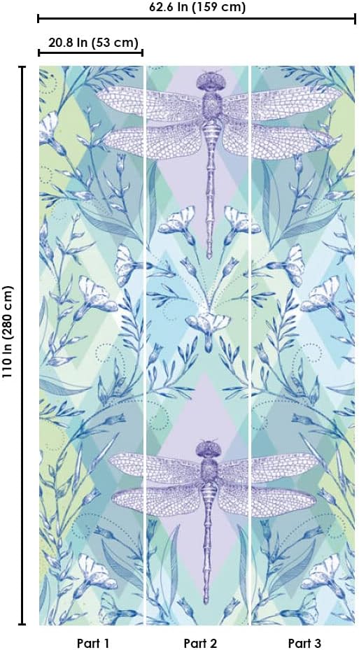 Miniatura 2 de CONCORD WALLCOVERINGS  Papel tapiz floral para dormitorio, flores, mariposas, azul y verde lila, 63 pulgadas de ancho x 110 pulgadas de alto, 3
