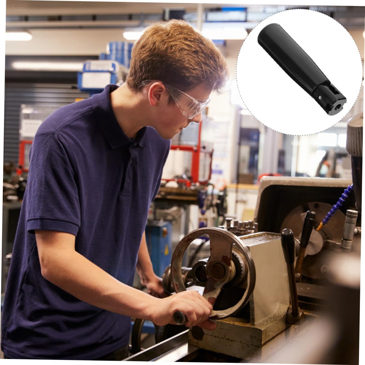 Black Folding Revolving Machine Handle M4, Crank Handle Grip Handwheel Replacement for Industrial Lathe, Rotating Folding Hand Crank Suitable for Milling and Cutting Machines
