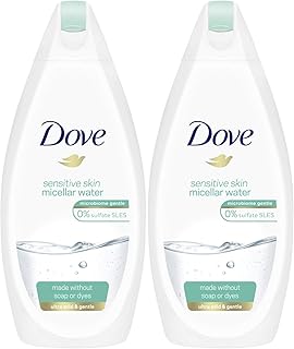 Dove Sensitive Skin Micellar Water Body Wash, 16.9 Ounce / 500 Ml (Pack of 2) International Version