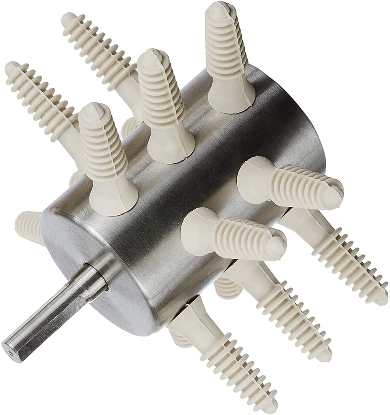 PluckerUkraine Quail Plucker Drill Attachment 80-15 Small – Stainless Steel Poultry Feather Remover 15 Fingers (Small Chicken Quail Pheasant Pigeon) with Small Soft Plucker Fingers (Used)