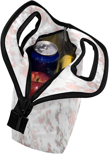 Miniatura 5 de ALAZA Lonchera con textura de mármol y oro rosa, bolsa de almuerzo aislada para hombres y mujeres, oficina, picnic